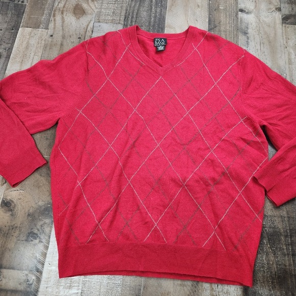 Jos. A. Bank Other - Mens Jos A Bank Executive Collection size XL Red Lambs Wool Blend Vneck Sweater
